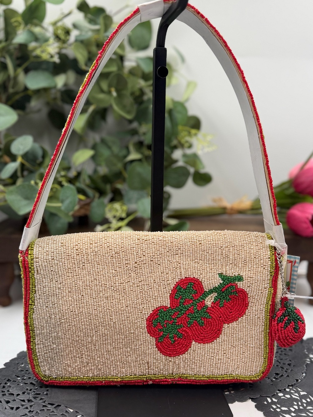 Heirloom Tomato Beaded Shoulder Bag – Viral Farmer’s Market Aesthetic - Picture 9 of 9